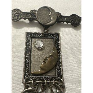 Vintage Sun and Moon Drop Pin Brooch